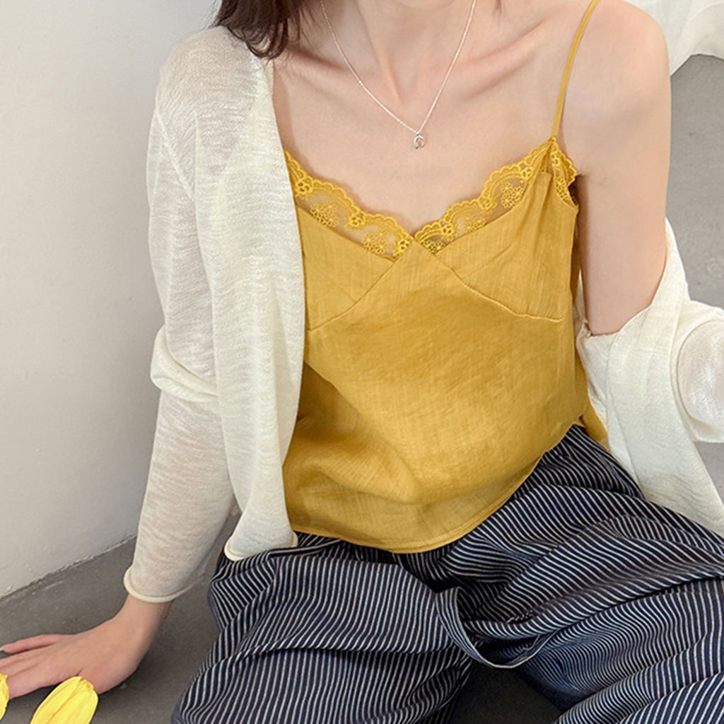 Women’s Linen-Blend Lace Trim Camisole