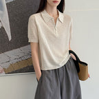 Women’s Half-Zip Hollow Knit Polo Top