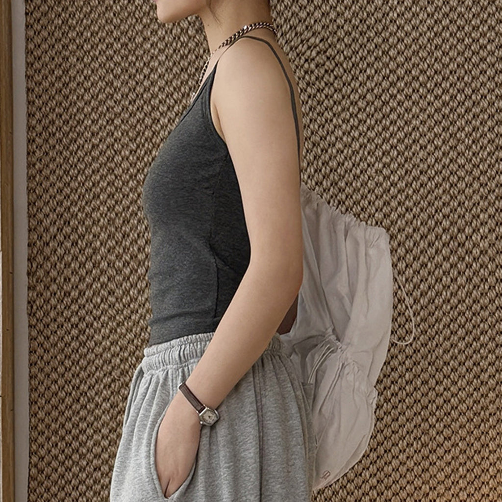 American sporty solid color slim fitting tank top