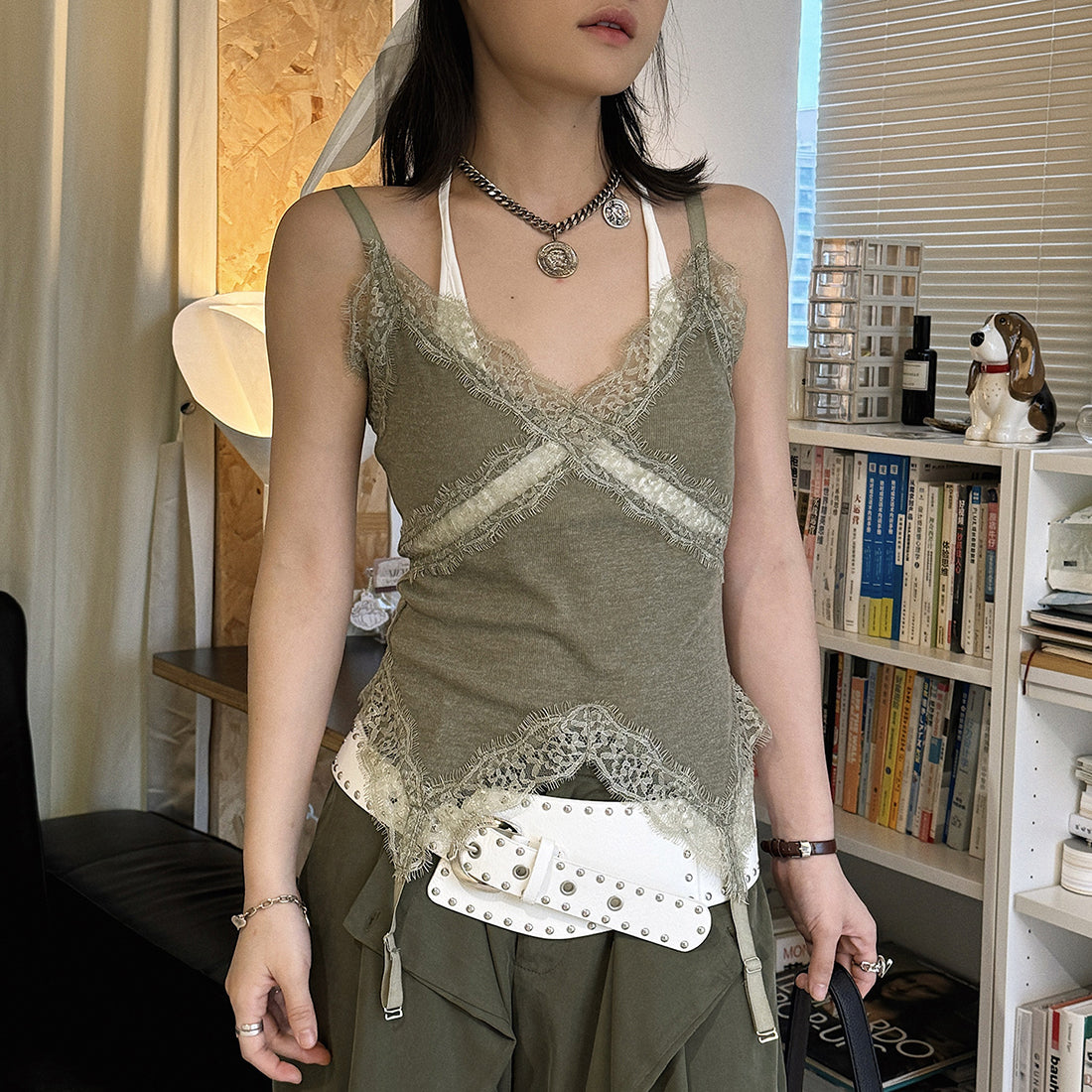 Women’s V-Neck Lace Deconstructed Camisole