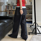 High-waisted Tencel cotton wide-leg pants in relaxed draped silhouette