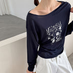 Women’s "Midnight" Star Print Off-Shoulder Long-Sleeve Top