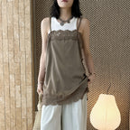 Lace trim cami top with silky stretch fabric for layering or solo wear