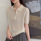 Women’s Half-Zip Hollow Knit Polo Top
