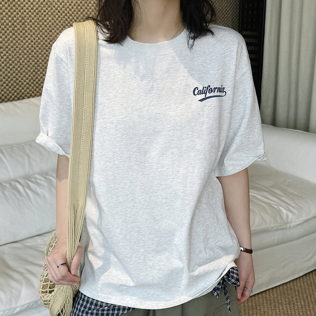 Women’s Oversized California Letter Print Cotton T-Shirt