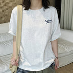 Women’s Oversized California Letter Print Cotton T-Shirt