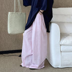 High Waist Cotton Linen Wide Leg Pants with Drawstring