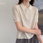 Women’s Half-Zip Hollow Knit Polo Top