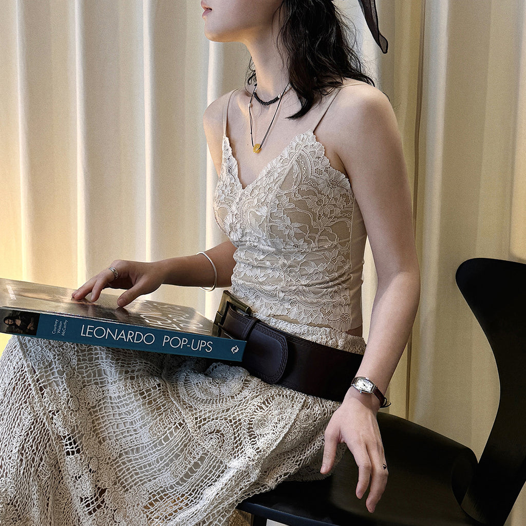 Lace Cami Top V-neck Sleeveless Slim Fit Bralette