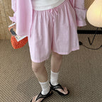 High Waist Linen Cotton Drawstring Bermuda Shorts - Multiple Colors