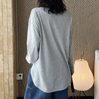 loose fit long sleeve t shirt basic cotton blend crew neck casual top