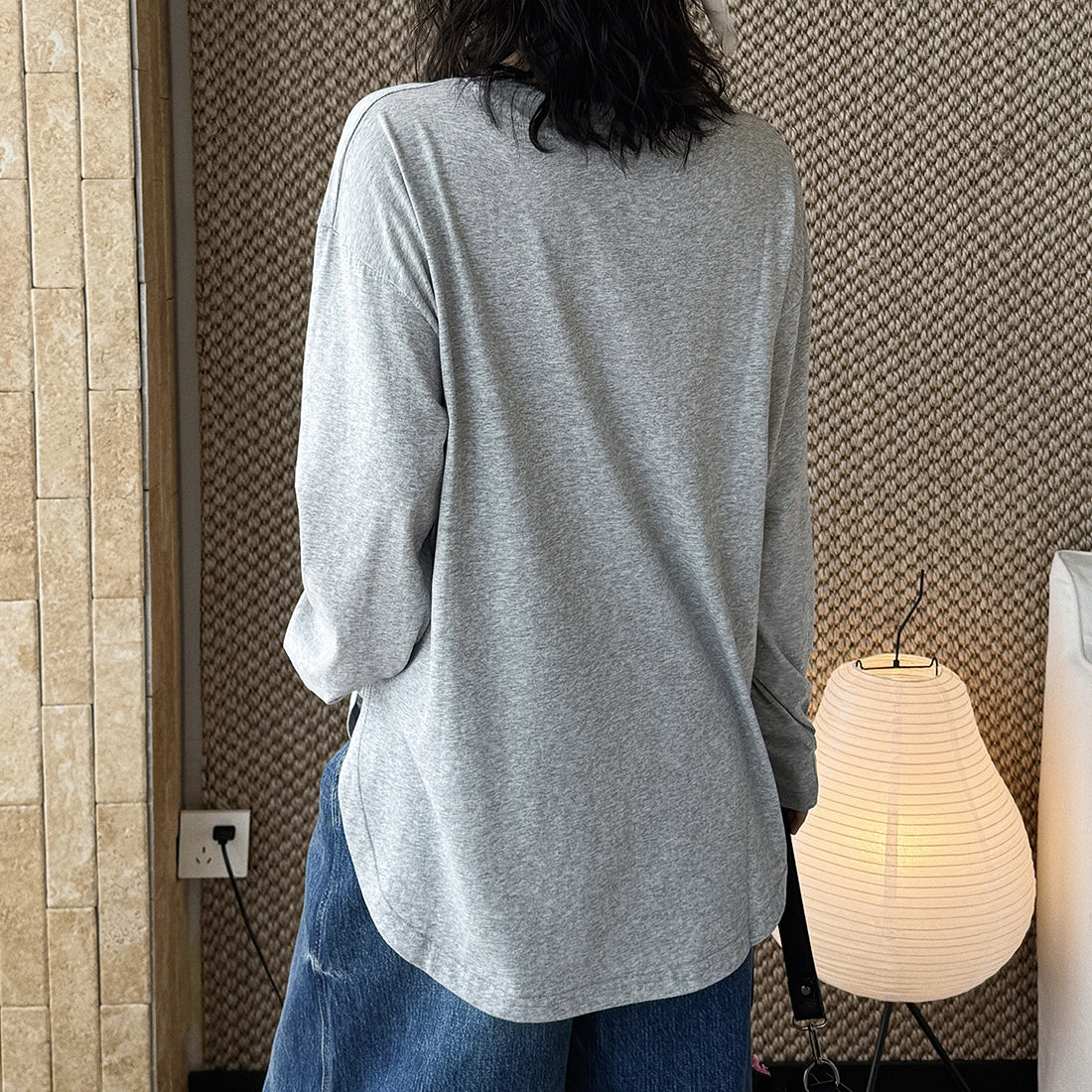 loose fit long sleeve t shirt basic cotton blend crew neck casual top
