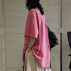 Loose fit round neck short sleeve oversized t shirt