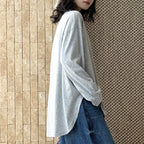 loose fit long sleeve t shirt basic cotton blend crew neck casual top