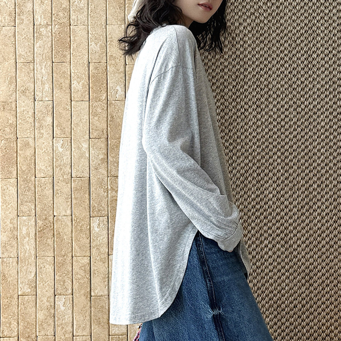 loose fit long sleeve t shirt basic cotton blend crew neck casual top