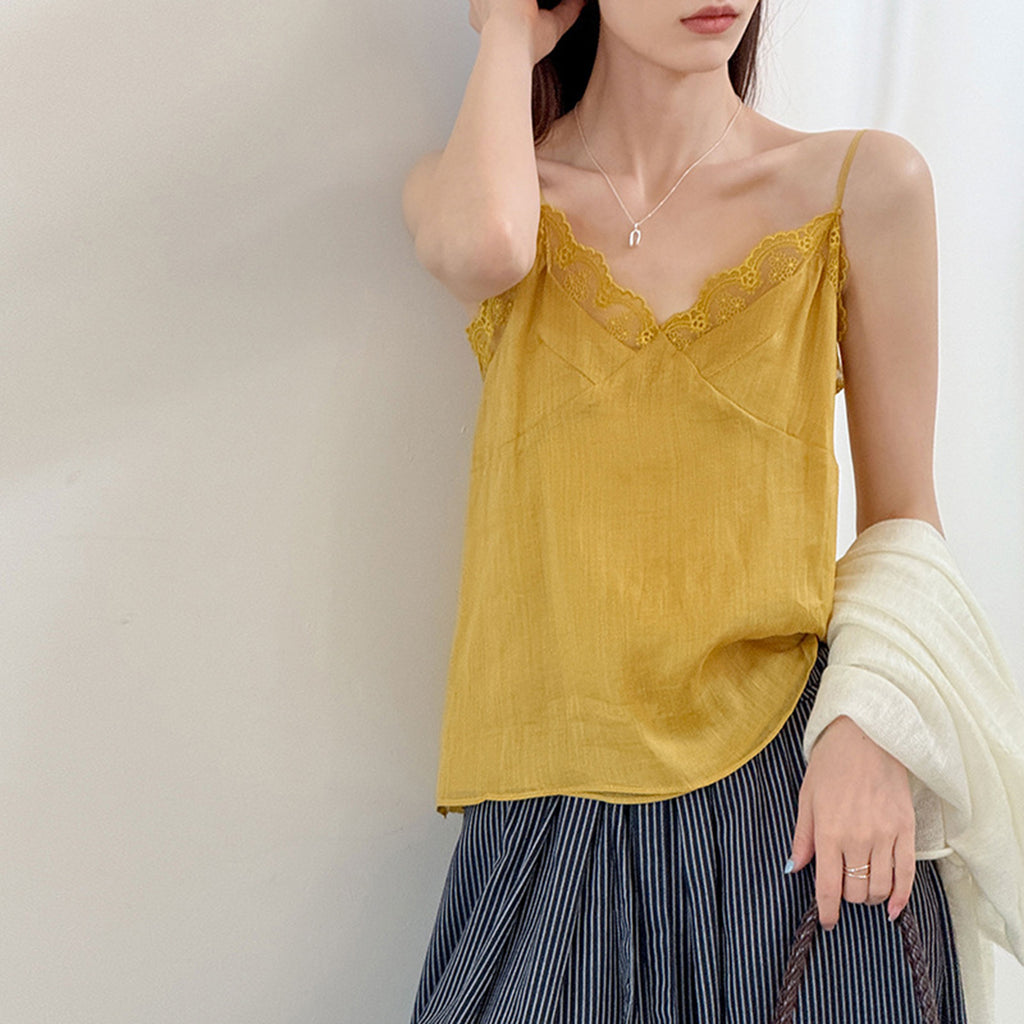 Women’s Linen-Blend Lace Trim Camisole