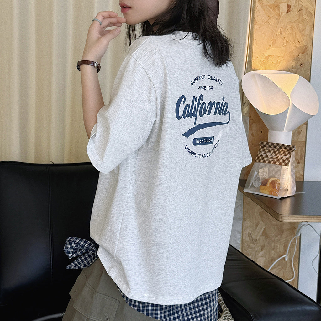 Women’s Oversized California Letter Print Cotton T-Shirt