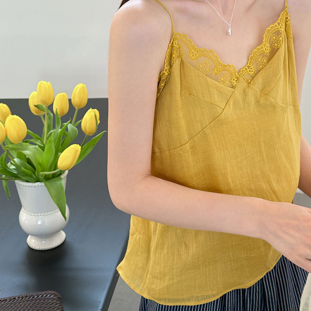 Women’s Linen-Blend Lace Trim Camisole