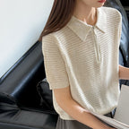 Women’s Half-Zip Hollow Knit Polo Top
