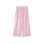 High Waist Cotton Linen Wide Leg Pants with Drawstring