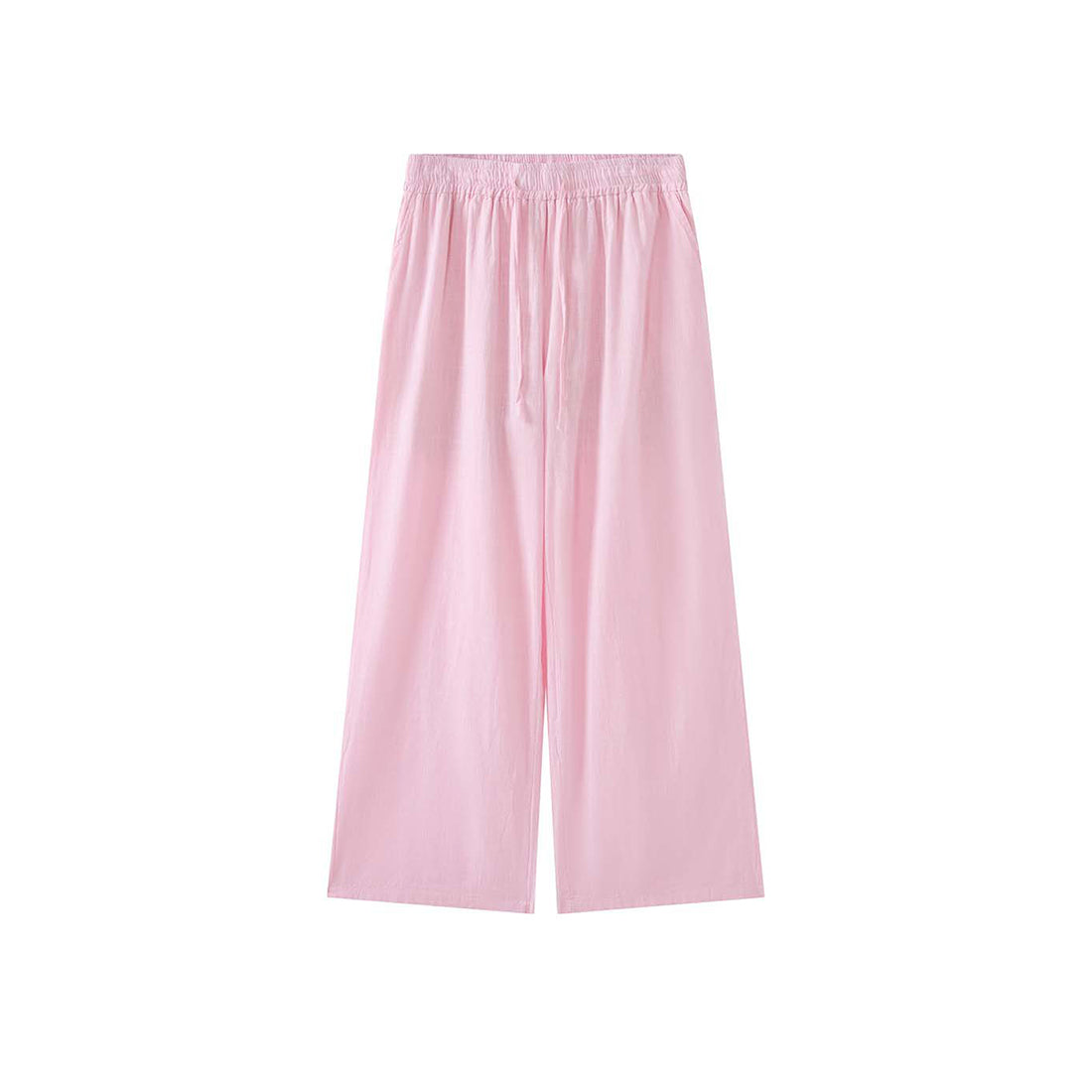 High Waist Cotton Linen Wide Leg Pants with Drawstring
