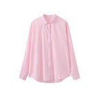 Cotton linen oversized shirt women breathable loose long sleeve casual blouse