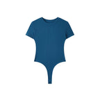 ribbed slim fit t shirt stretchy short sleeve fitted top