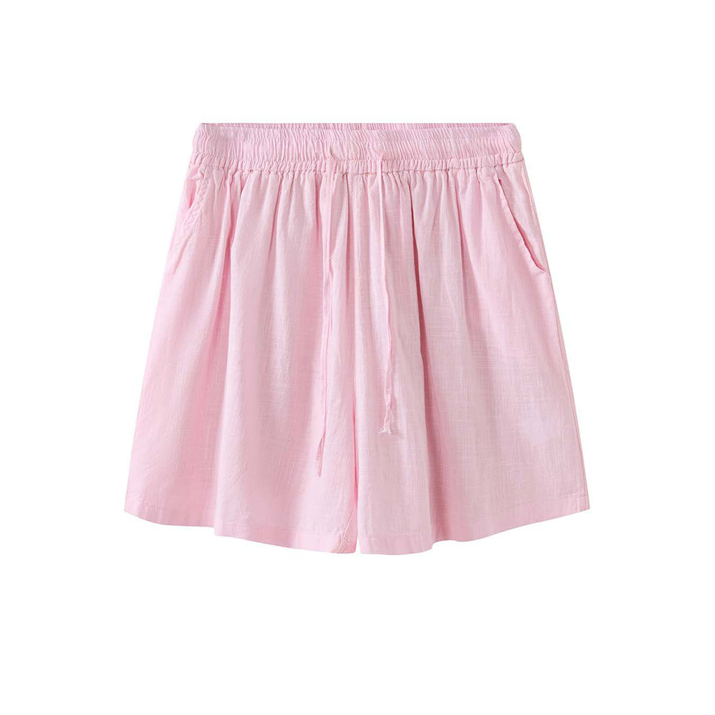 High Waist Linen Cotton Drawstring Bermuda Shorts - Multiple Colors