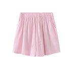 High Waist Linen Cotton Drawstring Bermuda Shorts - Multiple Colors