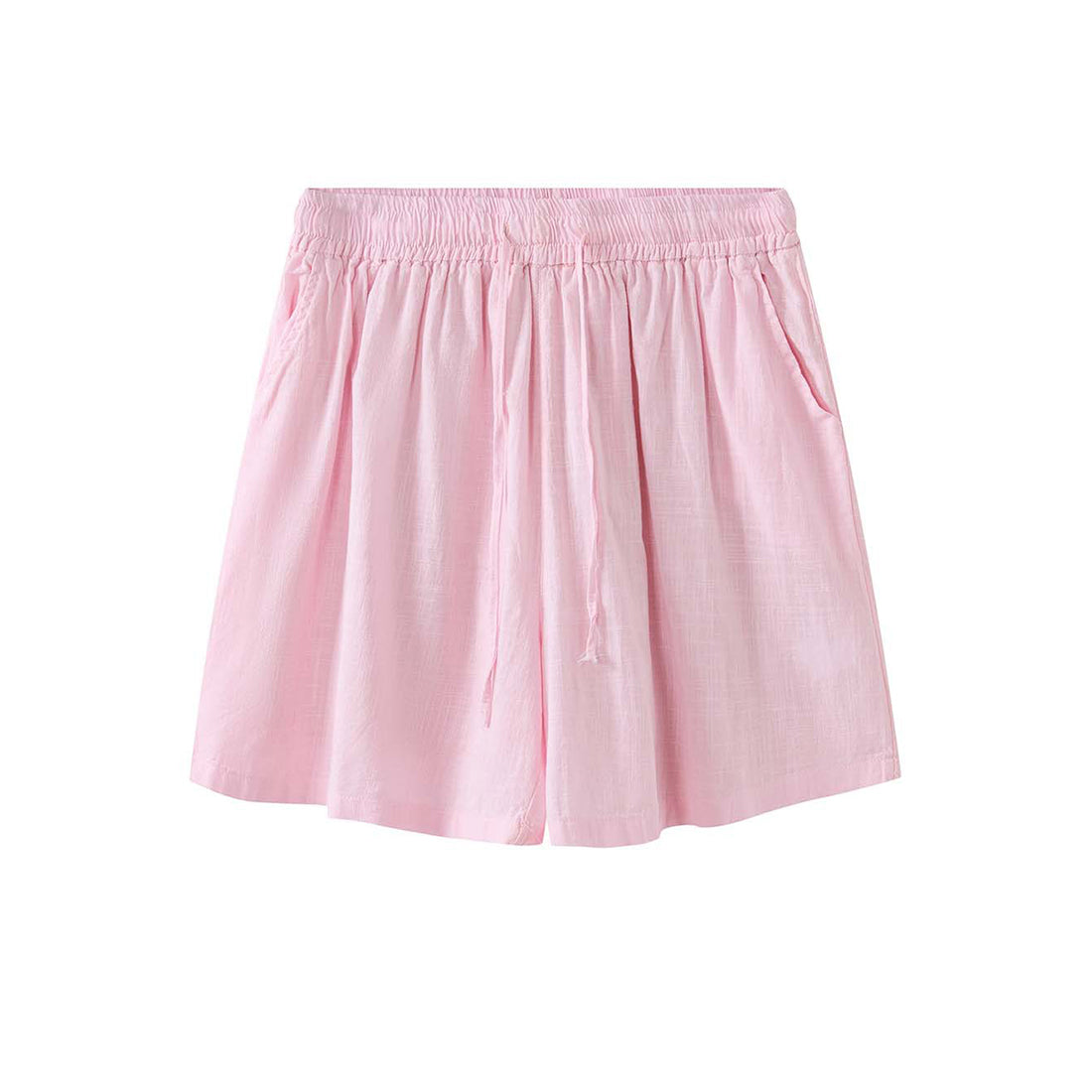 High Waist Linen Cotton Drawstring Bermuda Shorts - Multiple Colors