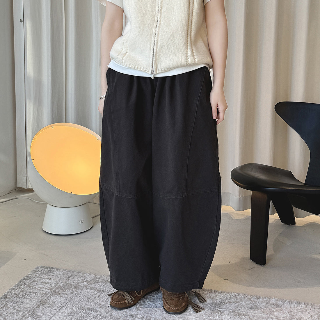 loose and tight fleece casual wide leg pants