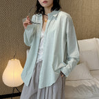 Cotton linen oversized shirt women breathable loose long sleeve casual blouse