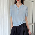 Women’s Half-Zip Hollow Knit Polo Top