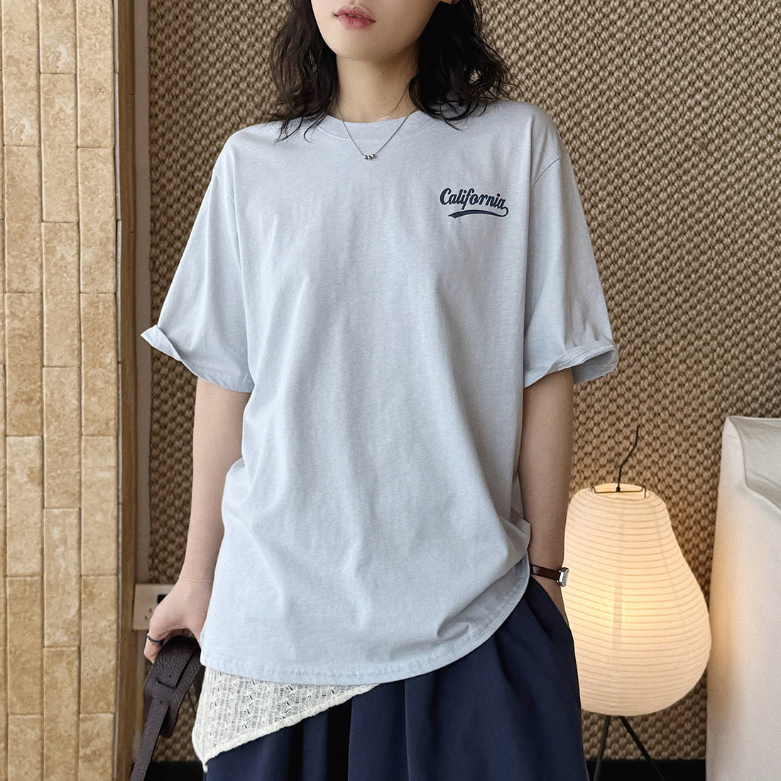 Women’s Oversized California Letter Print Cotton T-Shirt