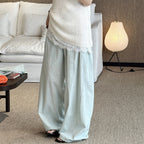 High Waist Cotton Linen Wide Leg Pants with Drawstring