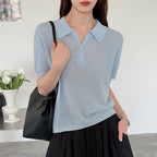 Women’s Half-Zip Hollow Knit Polo Top