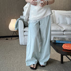 High Waist Cotton Linen Wide Leg Pants with Drawstring