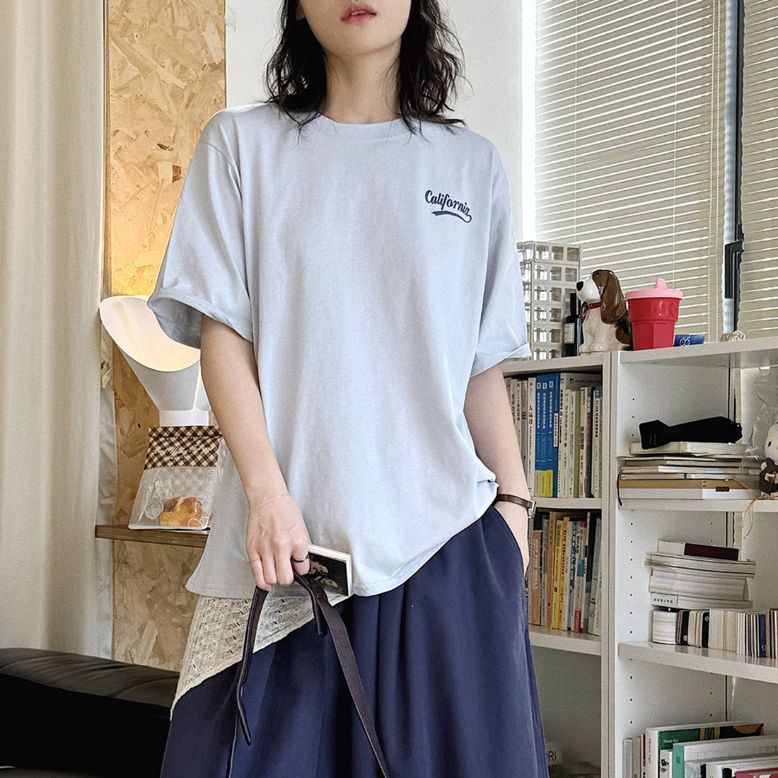 Women’s Oversized California Letter Print Cotton T-Shirt