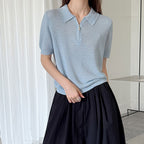 Women’s Half-Zip Hollow Knit Polo Top