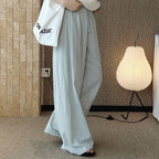 High Waist Cotton Linen Wide Leg Pants with Drawstring
