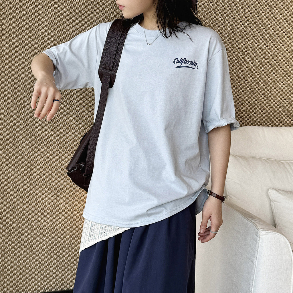 Women’s Oversized California Letter Print Cotton T-Shirt