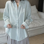 Cotton linen oversized shirt women breathable loose long sleeve casual blouse