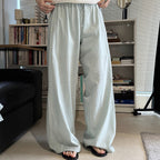 High Waist Cotton Linen Wide Leg Pants with Drawstring