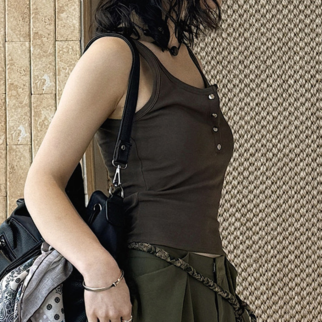 American retro button down sleeveless vest tank top