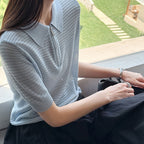 Women’s Half-Zip Hollow Knit Polo Top