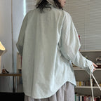Cotton linen oversized shirt women breathable loose long sleeve casual blouse