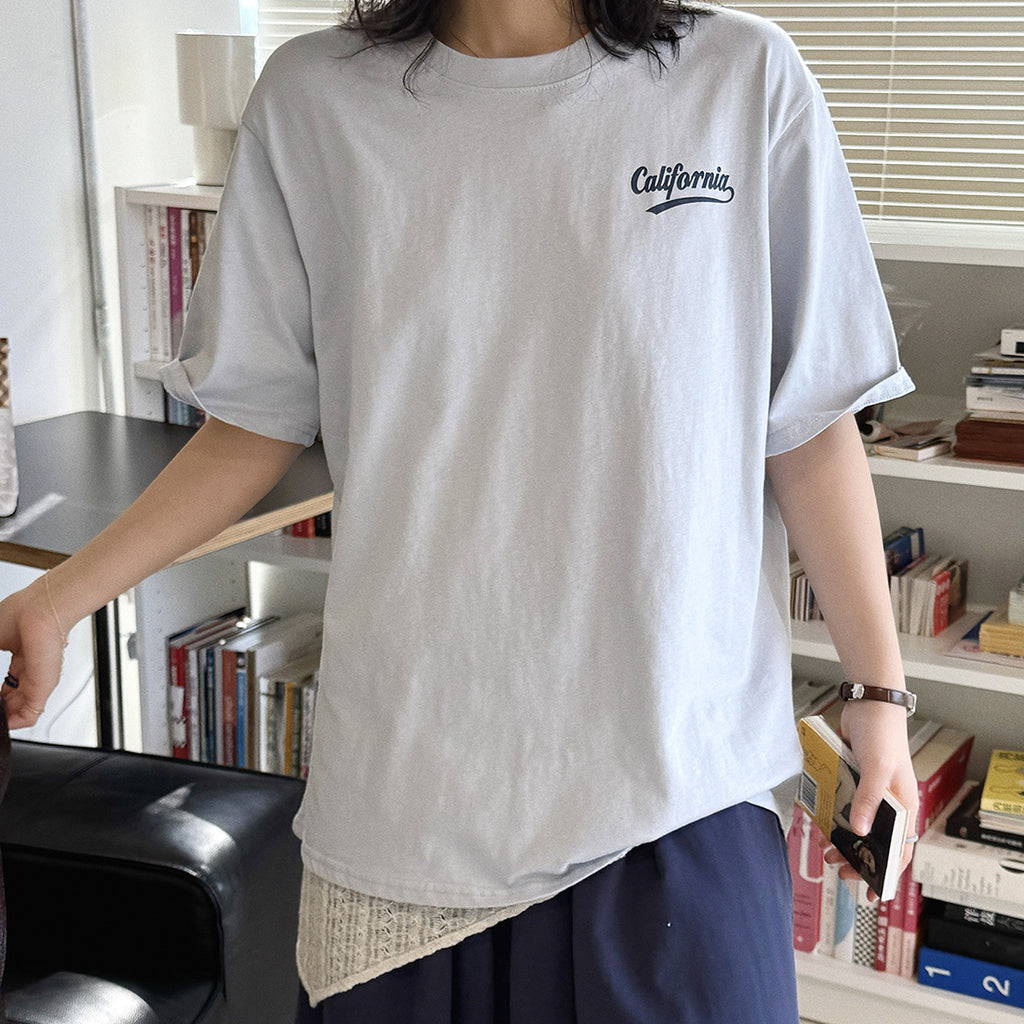 Women’s Oversized California Letter Print Cotton T-Shirt
