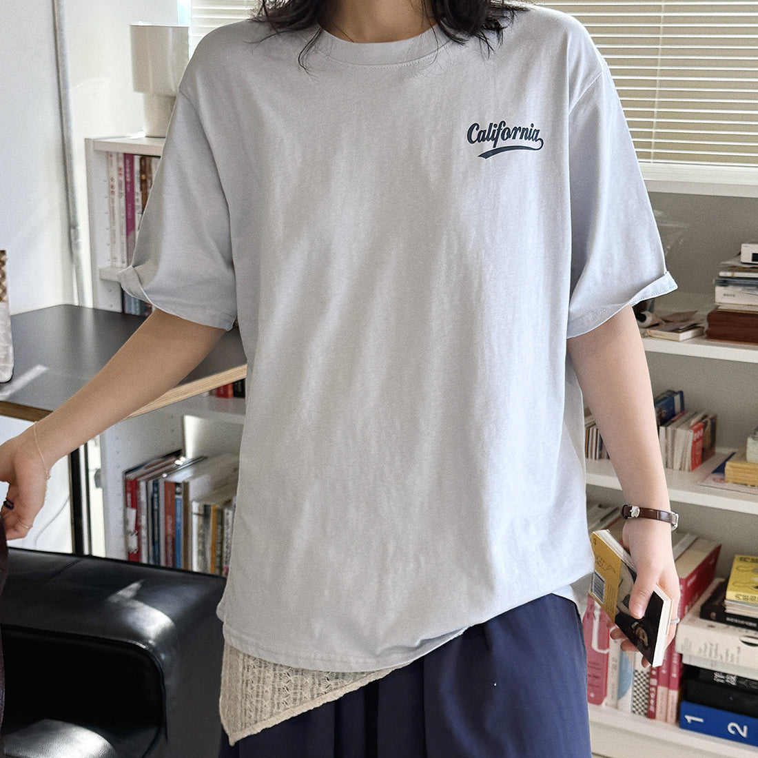 Women’s Oversized California Letter Print Cotton T-Shirt