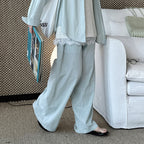 High Waist Cotton Linen Wide Leg Pants with Drawstring