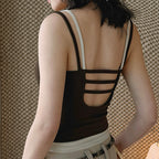 layered tank top slim fit stretchy camisole contrast trim sleeveless top
